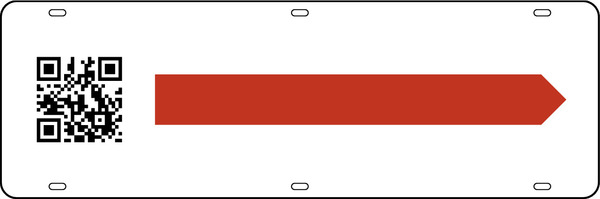 QR Code w Red Arrow Sign Rider, 6h x 18w, Steel